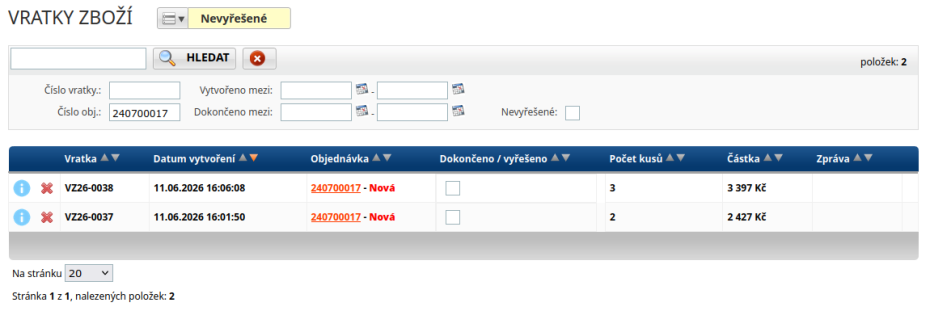 Seznam vratek